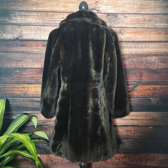 Beautiful Vintage 60s Grandella US Made Faux Fur Coat Brown Lined Rare - Picture 4 of 9
